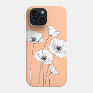 One line art poppy flowers Phone Case