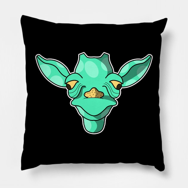 cute cyan baby giraffe face Pillow by dwalikur