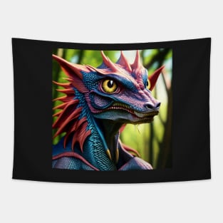 Rainbow Scaled Jungle Dragon with Big Eyes Tapestry