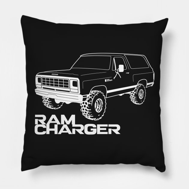 OBS Ram Charger White Print Pillow by The OBS Apparel