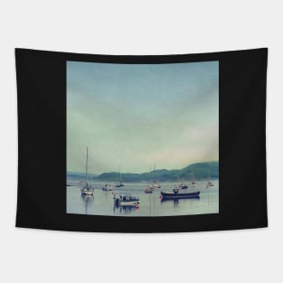 Scottish Coastline With Boats Tapestry