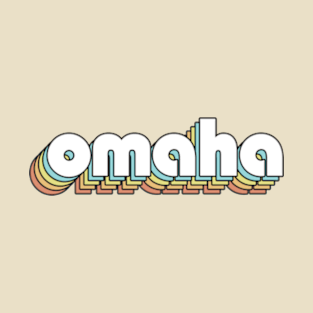 Omaha - Retro Rainbow Typography Faded Style T-Shirt