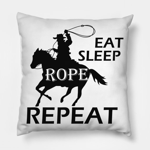 Cowboy - Eat sleep rope repeat Pillow by KC Happy Shop