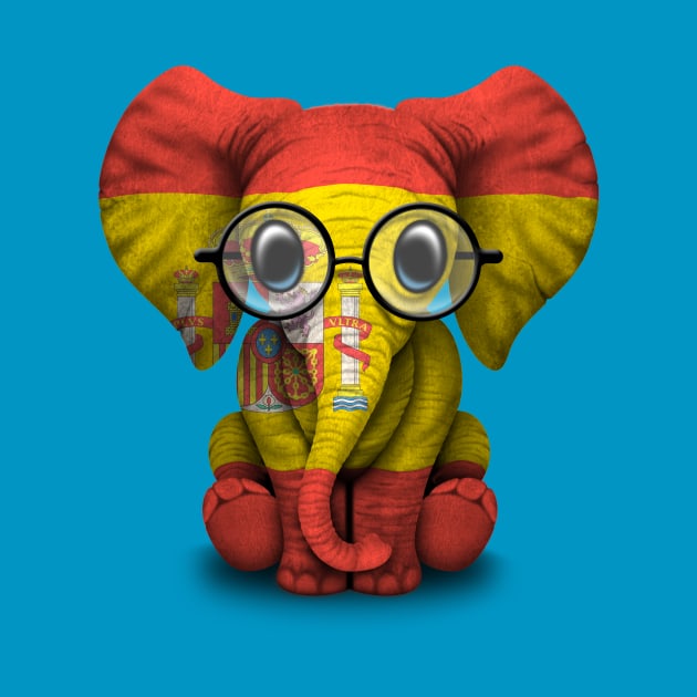 Baby Elephant with Glasses and Spanish Flag by jeffbartels