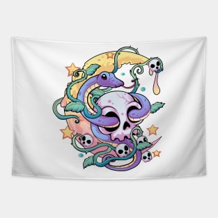 Pastel Goth Snake Skull Tapestry