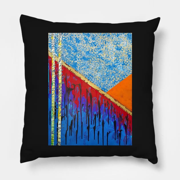 Pollution - Original Abstract Painting Pillow by artsydevil