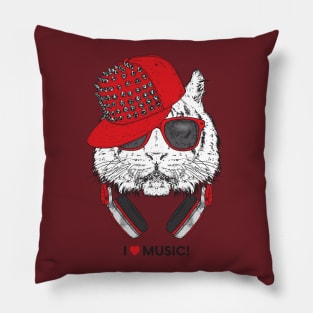 I Love Music Hipster Cat Pillow