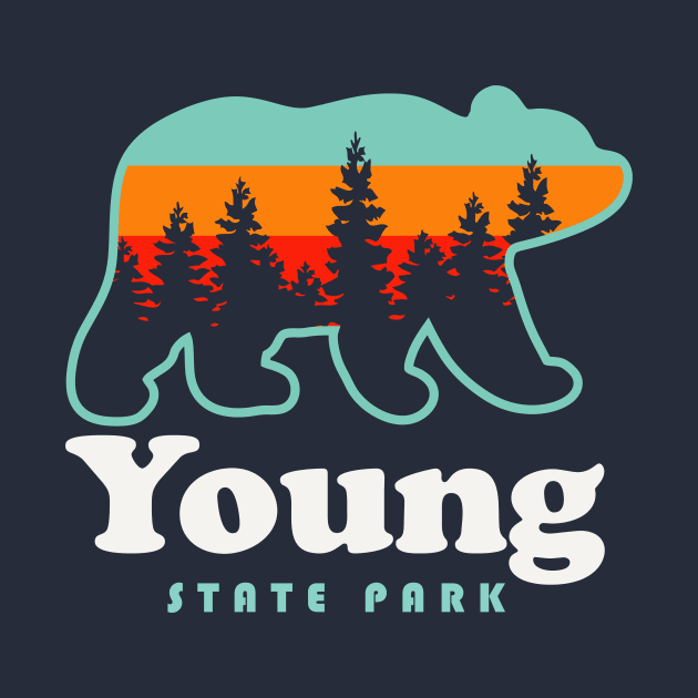 Young State Park Michigan Bear Retro Vintage Sunset by PodDesignShop