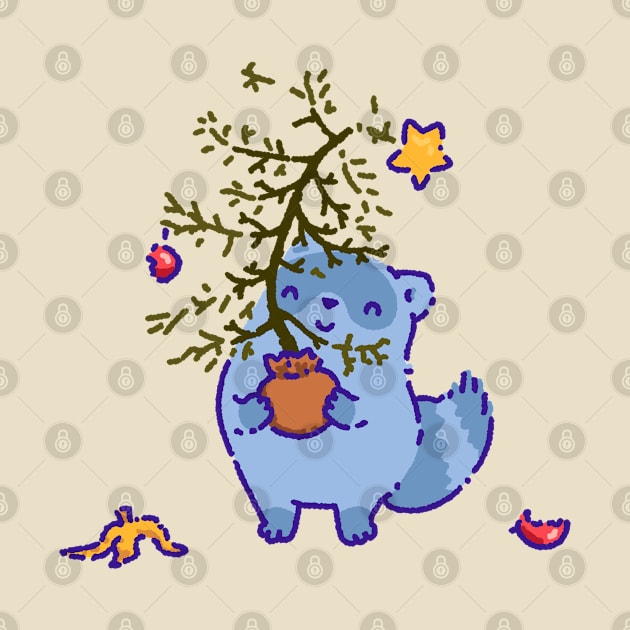 Raccoon with a christmas tree by Tinyarts