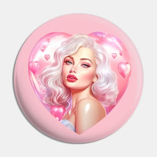 Beautiful Barbie with glossy shiny heart Pin