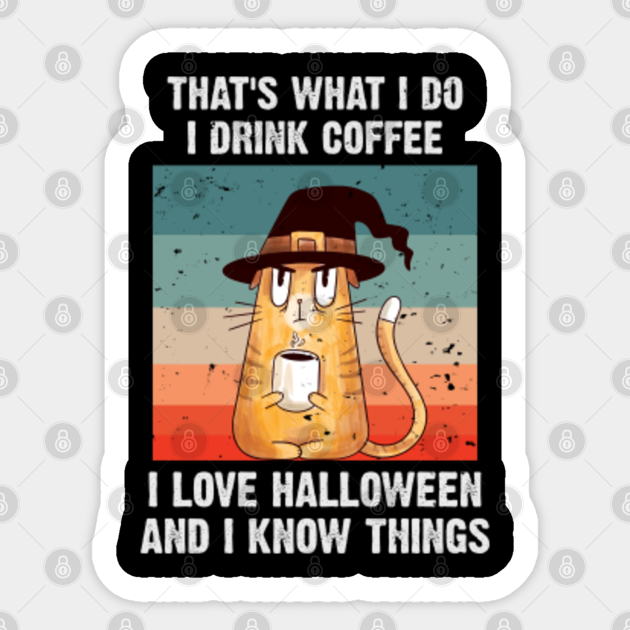 Funny Cat Halloween Coffee - Halloween - Sticker