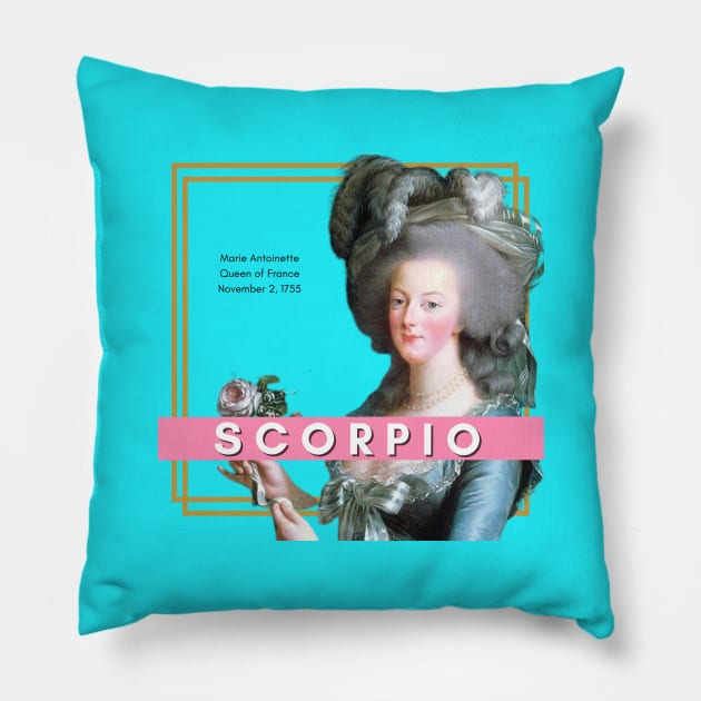 Marie Antoinette: Scorpio Pillow by Queens Podcast Merch