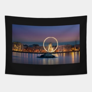 Illuminated giant Ferris in Bari, Italy at night Tapestry