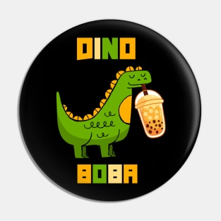 Cute Dino Drinking Boba Tea Milk Bubble Pin