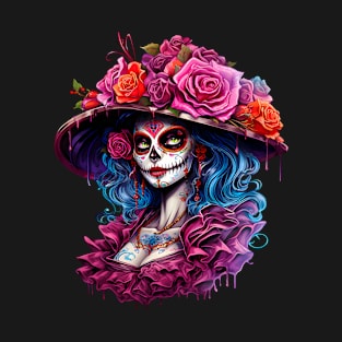 De Los Muertos La Catrina Day of the Dead Sugar Skull Women T-Shirt