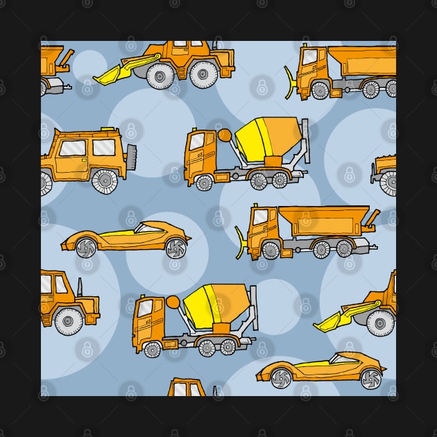 Vehicles orange on blue-gray dots by kobyakov