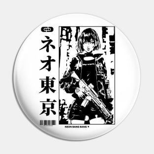 Vaporwave Cyberpunk Japanese Manga Girl Pin