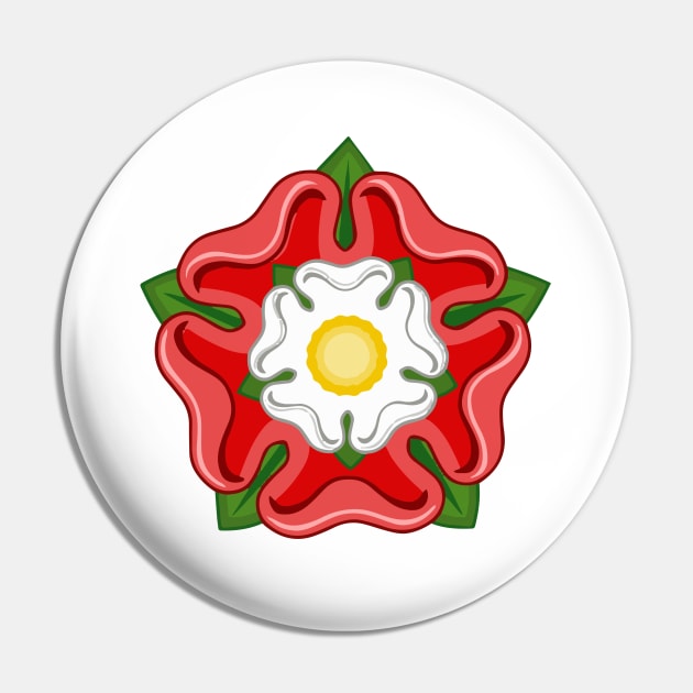 English Red Tudor Rose Heraldic Emblem Pin by RetroGeek