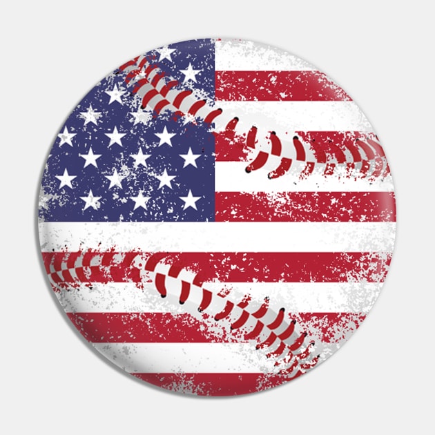 Baseball American Flag Pin by zerouss