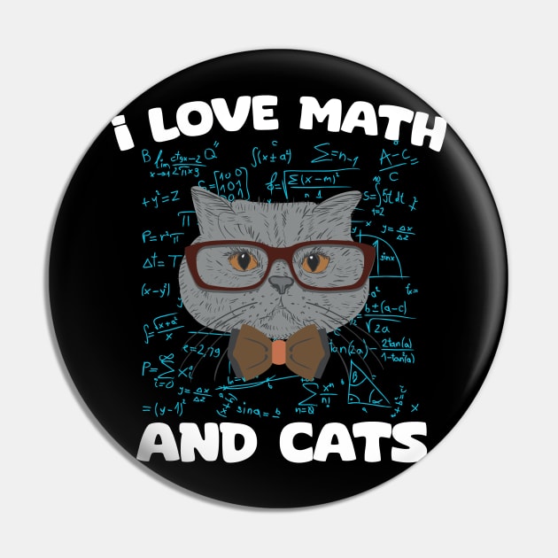 I Love Math And Cats Pin by aesthetice1