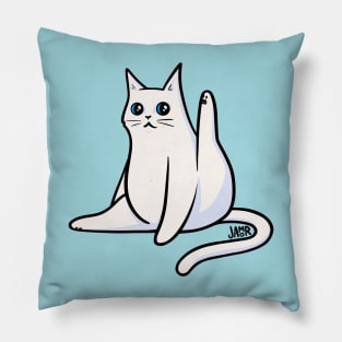 White Cat Leg Up Pillow