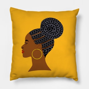 Older African American Woman Gray Hair Cornrows Pillow