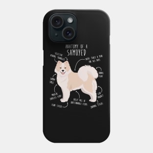 White and Biscuit Samoyed Dog Anatomy Phone Case