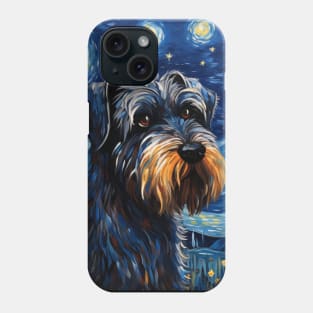 Standard Schnauzers Immersed in The Starry Night's Enigmatic Artistry Phone Case