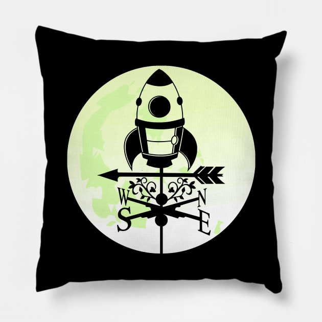 Rocket Spaceship Weathervane Pillow by Nuletto