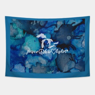 Peace Love Lakes - Great Lakes Michigan Style Tapestry