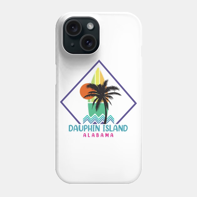 Dauphin Island Alabama Surfboard Phone Case by kalponik