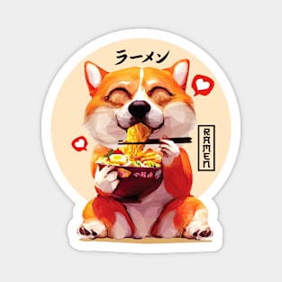 Corgi Eating Ramen Magnet