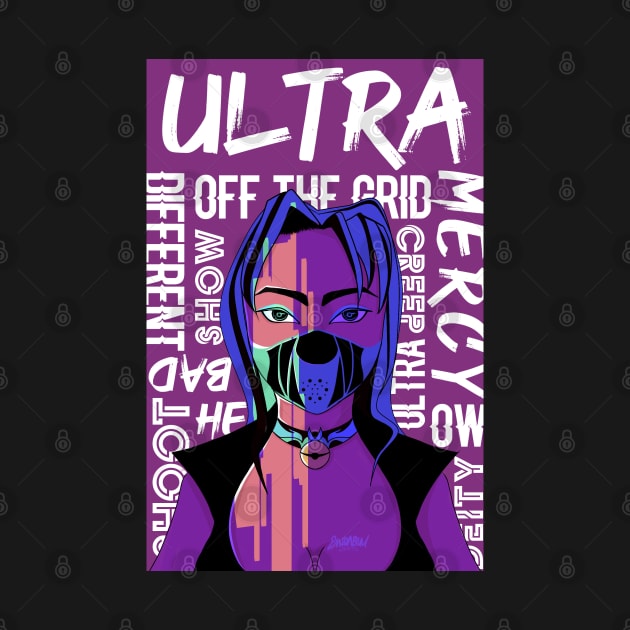 ULTRA OFF THE GRID COOL ILLUSTRATION BAD MASKED GIRL by Mirai Designs