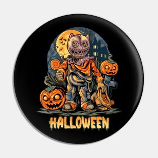 Halloween night and pumpkin zombie Pin