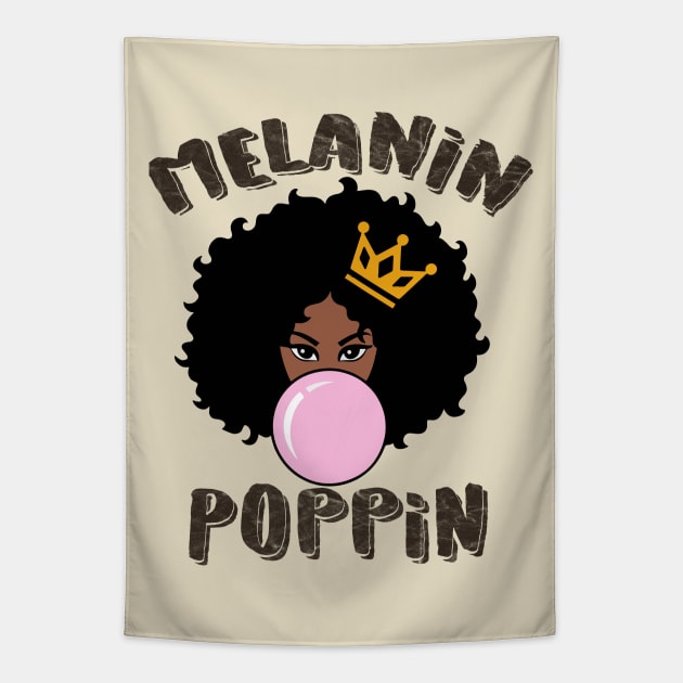 Melanin Poppin Black Queen Gift Tapestry by BadDesignCo