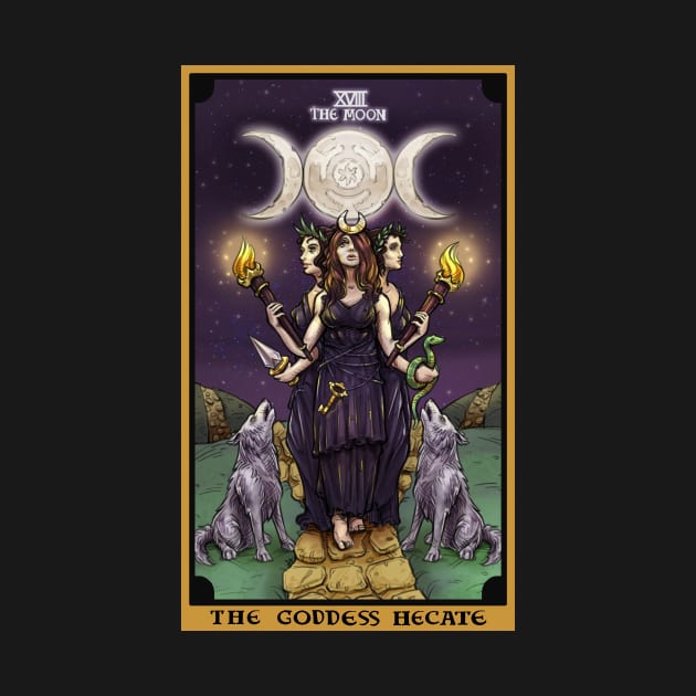 The Goddess Hecate in The Moon Tarot Card by TheGhoulishGarb