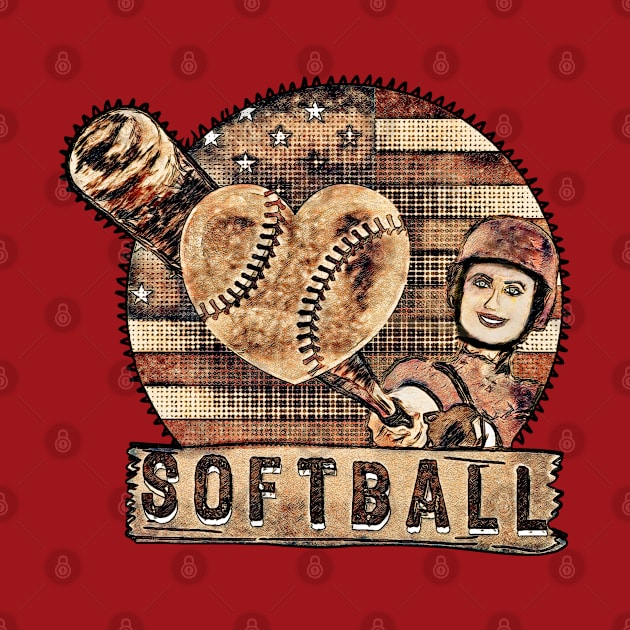 Softball i love retro softball art birthday by UMF - Fwo Faces Frog