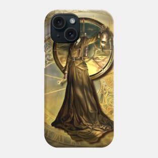 Steampunk Woman Mechanic with robot head Phone Case