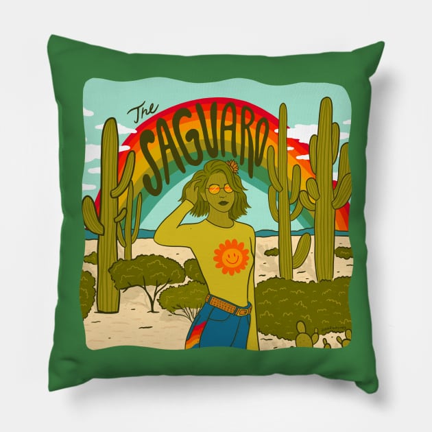 Saguaro Girl Pillow by Doodle by Meg