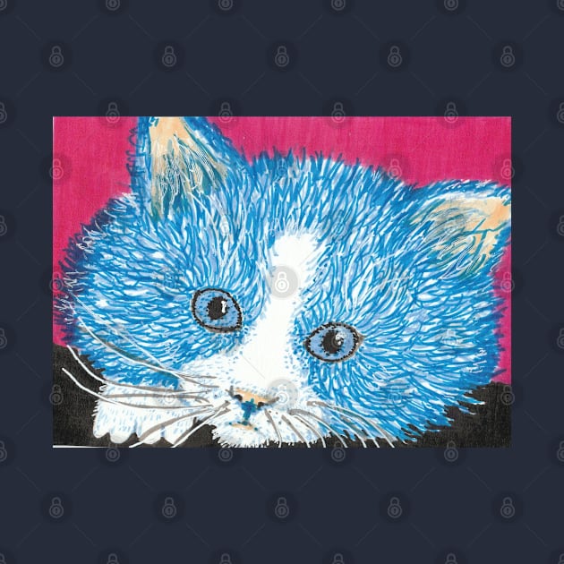 Blue kitten face by SamsArtworks