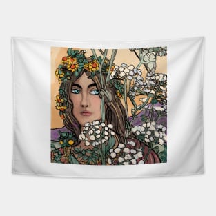 Homage Nouveau inspired by Flora the nature goddess Tapestry