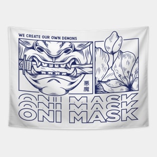 Japanese Oni Mask Tapestry