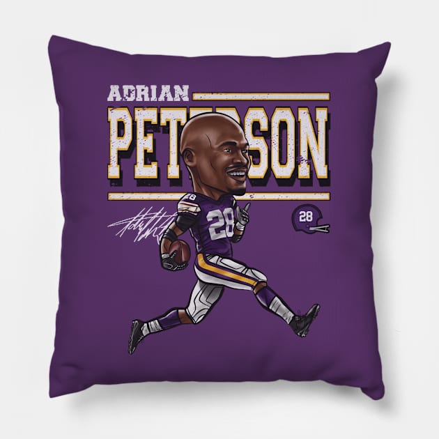 Adrian Peterson Minnesota Cartoon Pillow by artbygonzalez