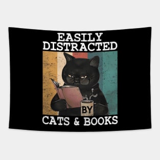 EASILY DISTRACTED BY CATS & BOOKS Tapestry