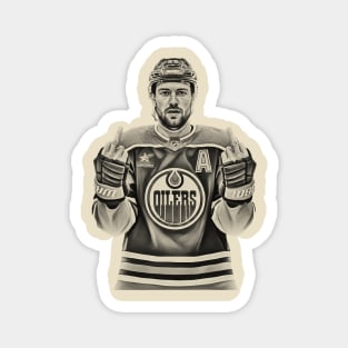 Leon Draisaitl MEMEM MIDDLE FINGER WHITE 90S BLACK Magnet