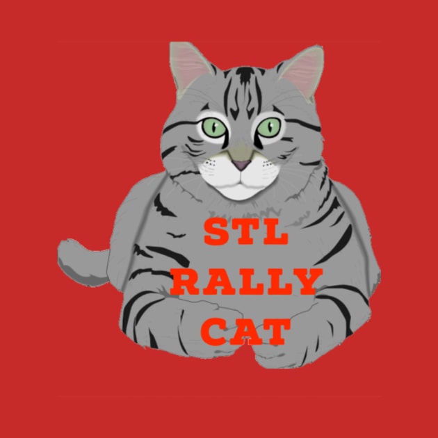 St. Louis Rally Cat Baseball T-Shirt by Stasia