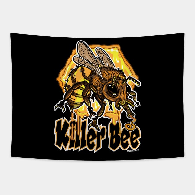 Killer Bee protecting Honeycomb Tapestry by eShirtLabs