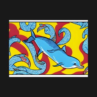 Dolphins in wall art T-Shirt