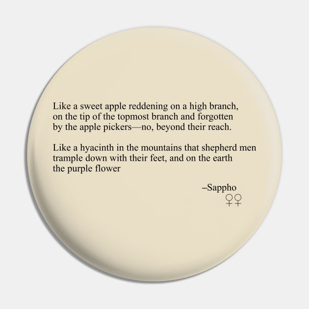 Sappho Poem (The Girl) (Apple) Pin by SapphoStore