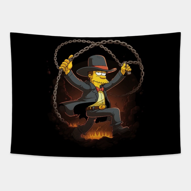 Fires of Adventure: Indiana Jones-inspired Lasso Tapestry by ai1art